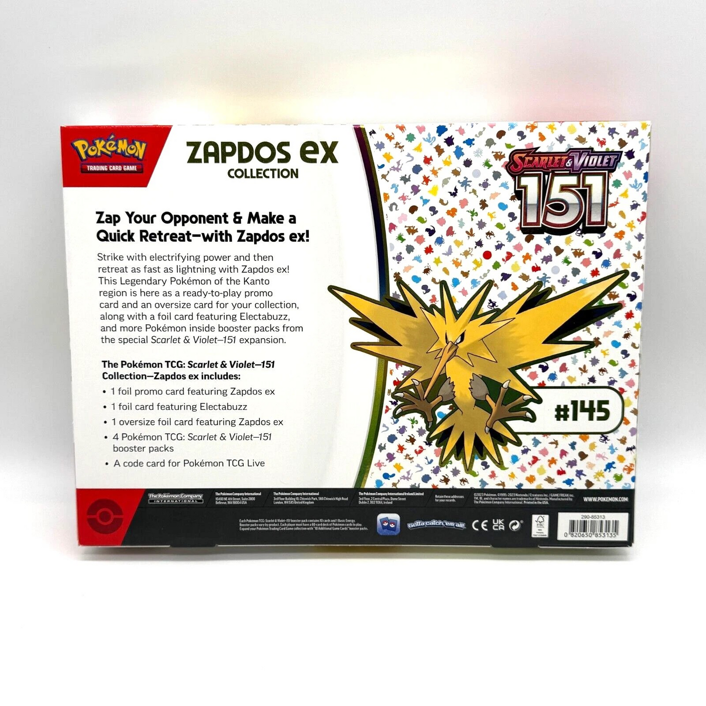 Pokemon Scarlet & Violet 151 TCG Zapdos Ex Collection - New Sealed